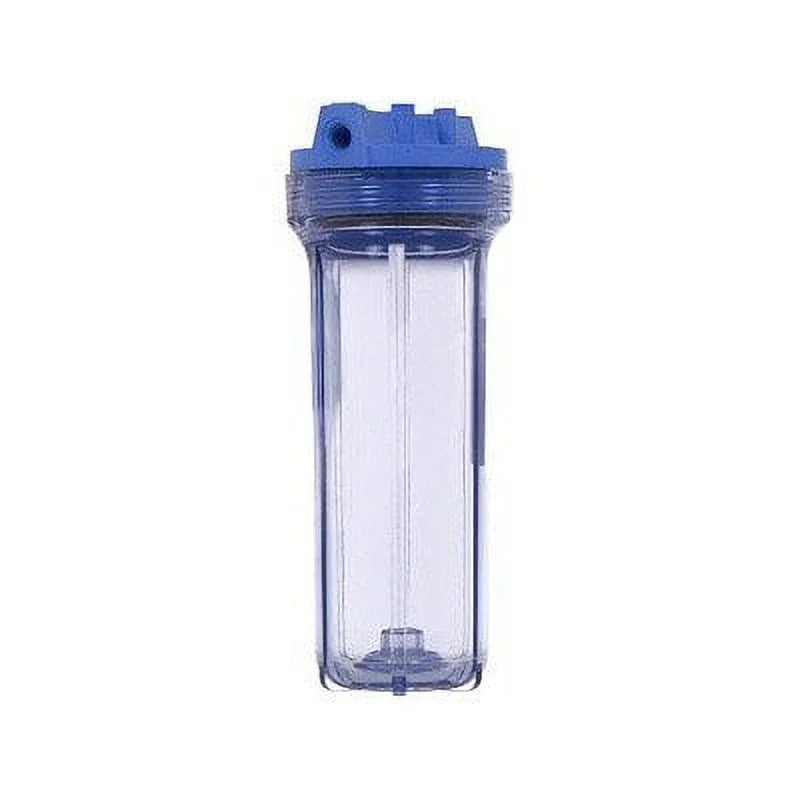 Pentek 158116 10" Sizelim Line Filter Housing features a clear sump and 1/4" Female Pipe Threads. No pressure release.