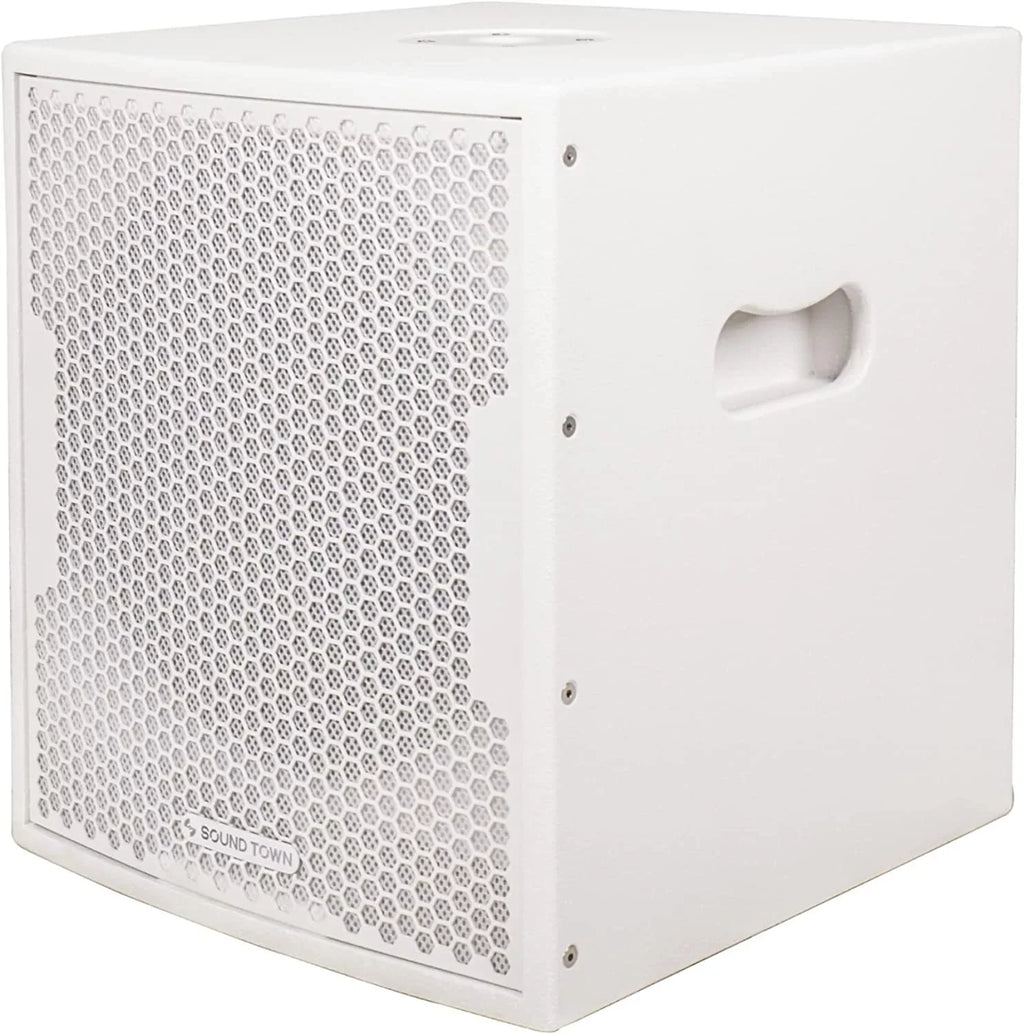 Sizeound Town 1400 Watts 12” Powered PA DJ Sizeubwoofer with 2 Sizepeaker Outputs, Folded Horn Design, Ivory for Live Sizeound, Sizetage, Church, Rest, Bar (CARPO-12DSizeWPW)