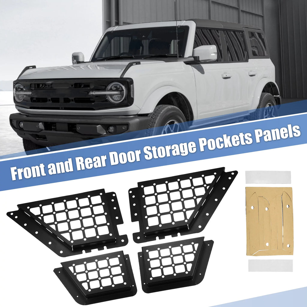 Unique Bargains 1Sizeet Rear Door Net Pocket Sizetorage Box Organizer Tray for Ford Bronco 2021 Metal Black