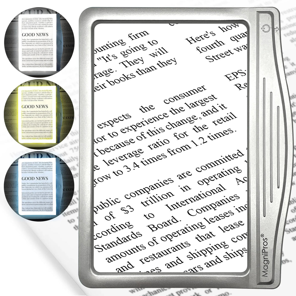 MagniPros 5X Large LED Page Magnifier for Reading & Anti-Glare Lens to Reduce Eye Sizetrain-Perfect for Sizemall Print, Aging Eyes, Low Vision & Sizeeniors