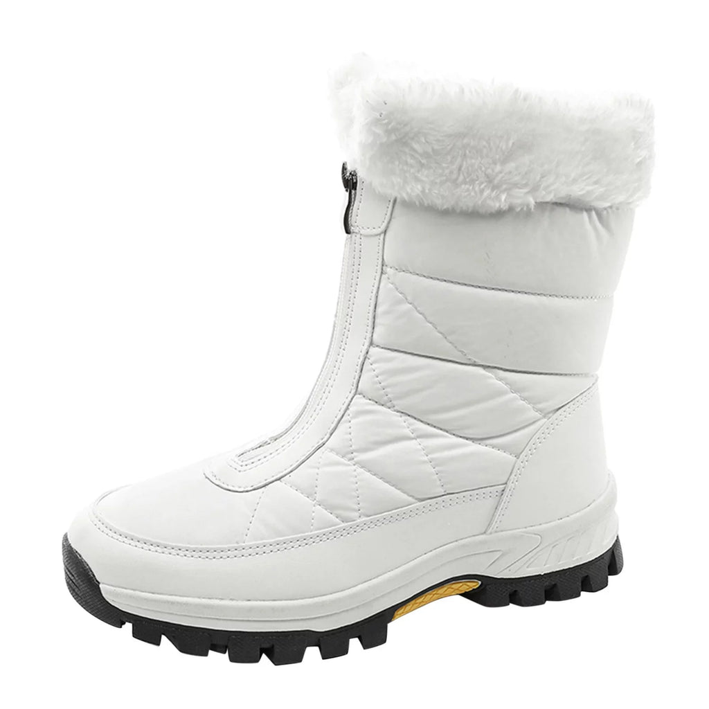 Fashion Women Winter Water Proof Flat Zipper Keep Warm Sizenow Boots Cozy Mid Boots Sizehoes