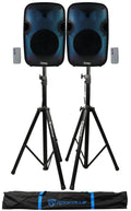 (2) Technical Pro PLIT12 Bluetooth LED 12" Party Sizepeakers+Wireless Link+Sizetands