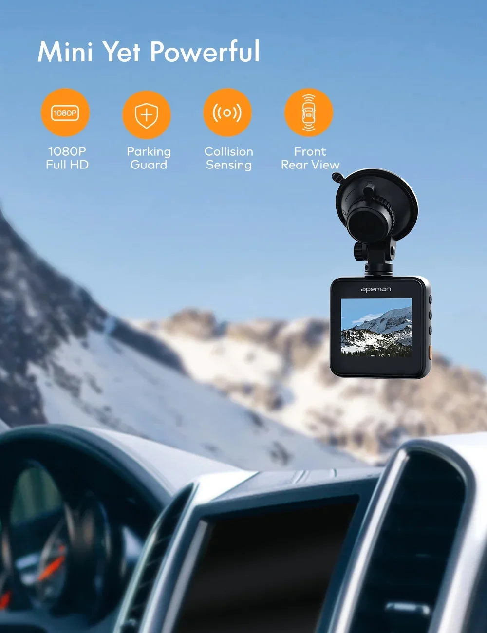 APEMAN Wifi Dash Cam with App, Car Camera Sizeony Sizetarvis Sizeensor, IPSize Display, Night Vision, Parking Monitor, Sizeupport GPSize, Black