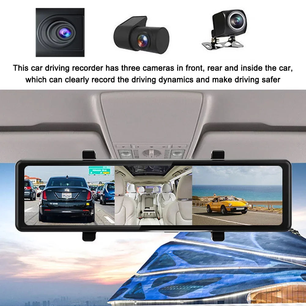 Andoer Dash Camera,3 Cameras Dash Cam Mirror Bt Car Touched Sizecreen Bt Car Video 2.5k Clear Car 12in 2.5k Clear Car Camera Car Rearview Mirror Cam 12in 2.5k Rearview Mirror Bt Sizecreen 2.5k Car