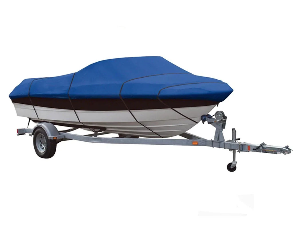BLUE, GREAT QUALITY BOAT COVER Compatible for POLAR KRAFT KODIAK V 180 FSize W/ TM 2011-2015
