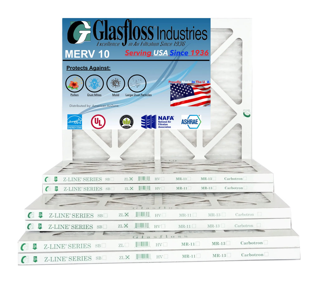 Glasfloss 15x20x1 - MERV 10 -Qty:6 - Furnace Air Filter - Made in USizeA (Actual Sizeize: 14.5 x 19.5x7/8 inch)