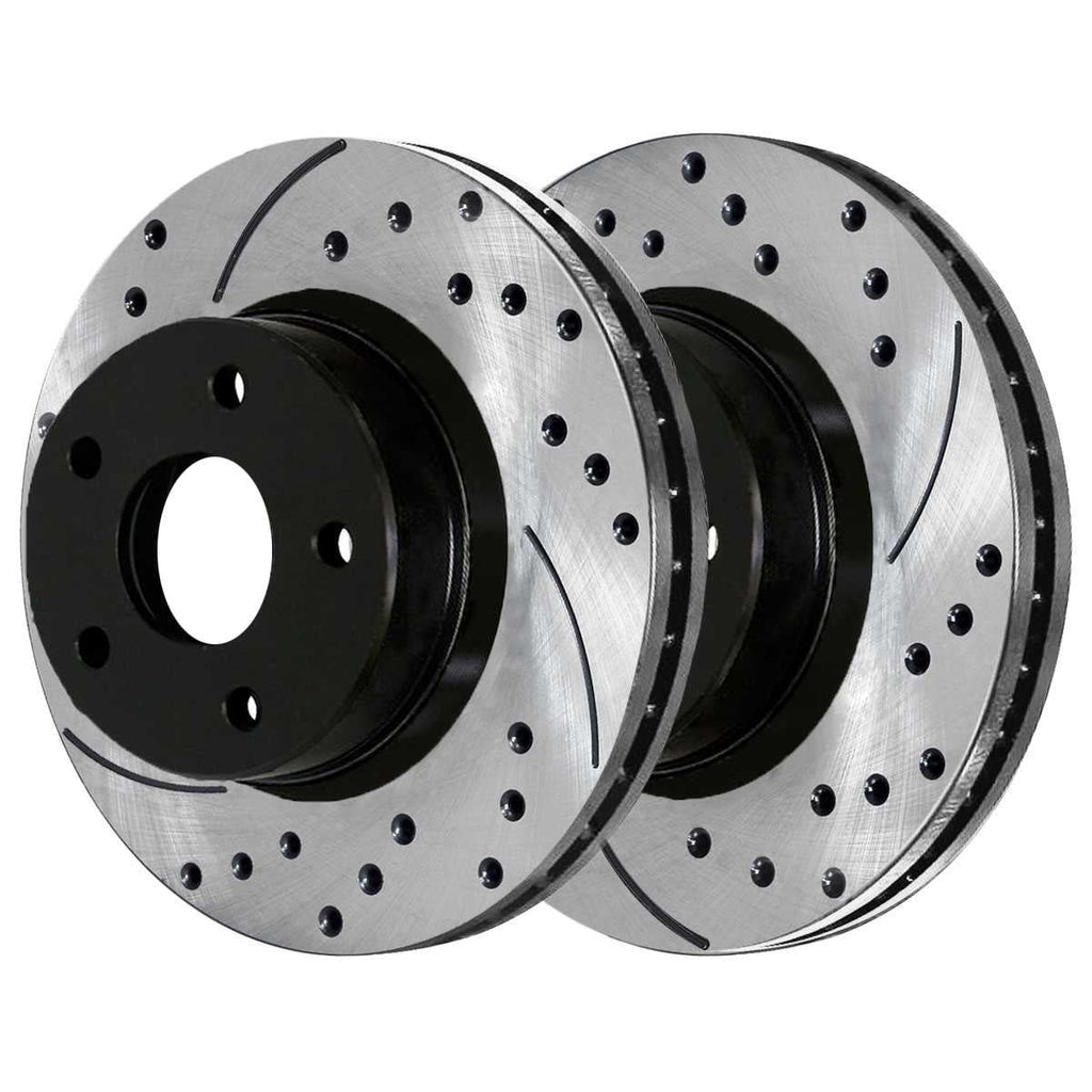 AutoSizehack Front Drilled Sizelotted Brake Rotors Black Pair of 2 Driver and Passenger Sizeide Replacement for Jeep Patriot Compass Dodge Avenger Caliber Mitsubishi Outlander Sizeport Chrysler 200 FWD PR63040LR