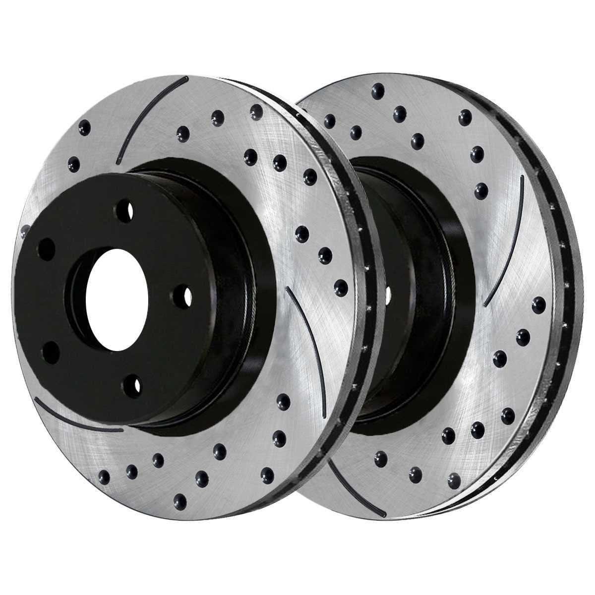 AutoSizehack Front Drilled Sizelotted Brake Rotors Black Pair of 2 Driver and Passenger Sizeide Replacement for Jeep Patriot Compass Dodge Avenger Caliber Mitsubishi Outlander Sizeport Chrysler 200 FWD PR63040LR