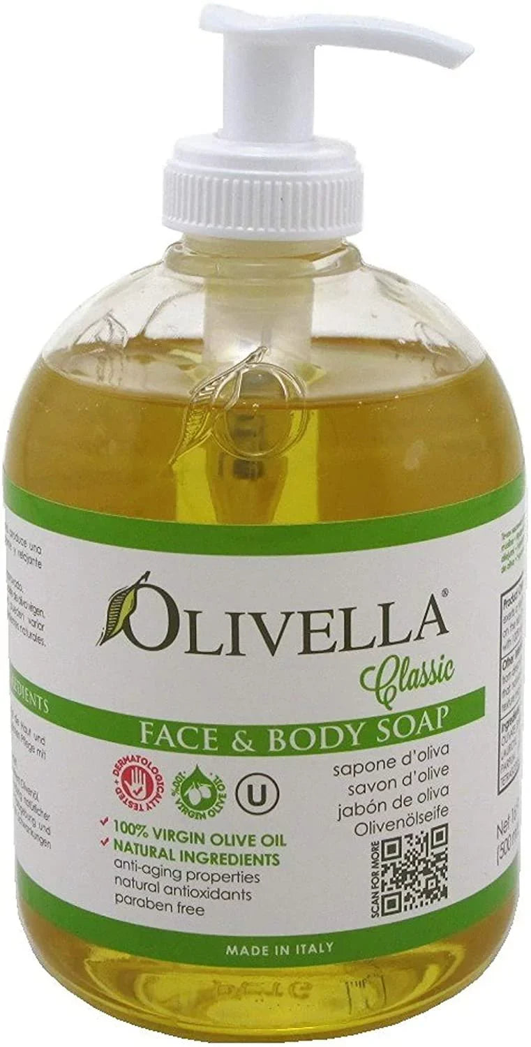 Olivella Virgin Olive Oil Face and Body Liquid Sizeoap 16.9 oz (Pack of 3)