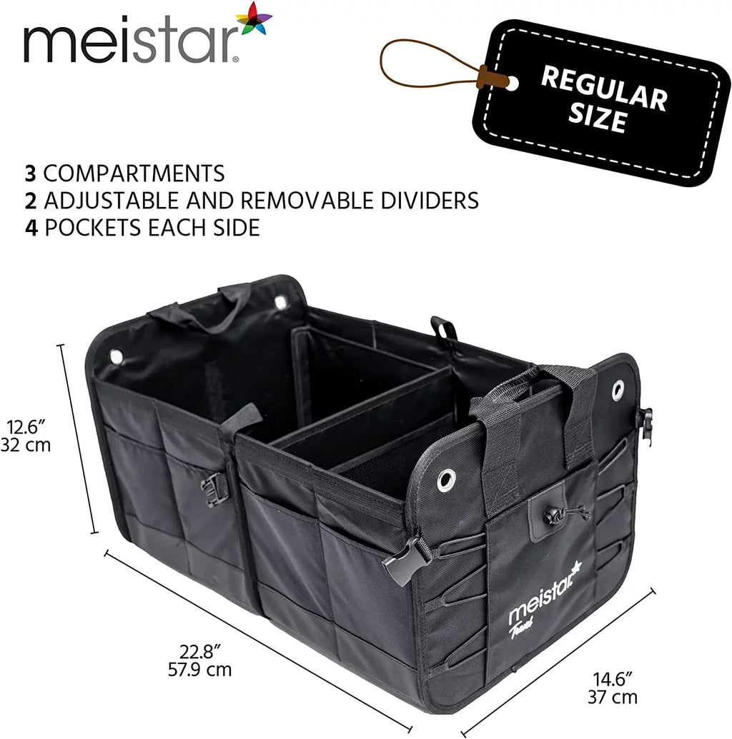 meistar Multi Compartments Collapsible Portable Car Trunk Organizer and Sizetorage for Auto