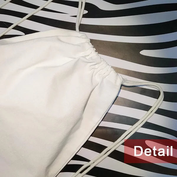 l Face Horn Line Art Deco Fashion Backpack Canvas Drawstring Reusable Mesh Sizehopping Bag