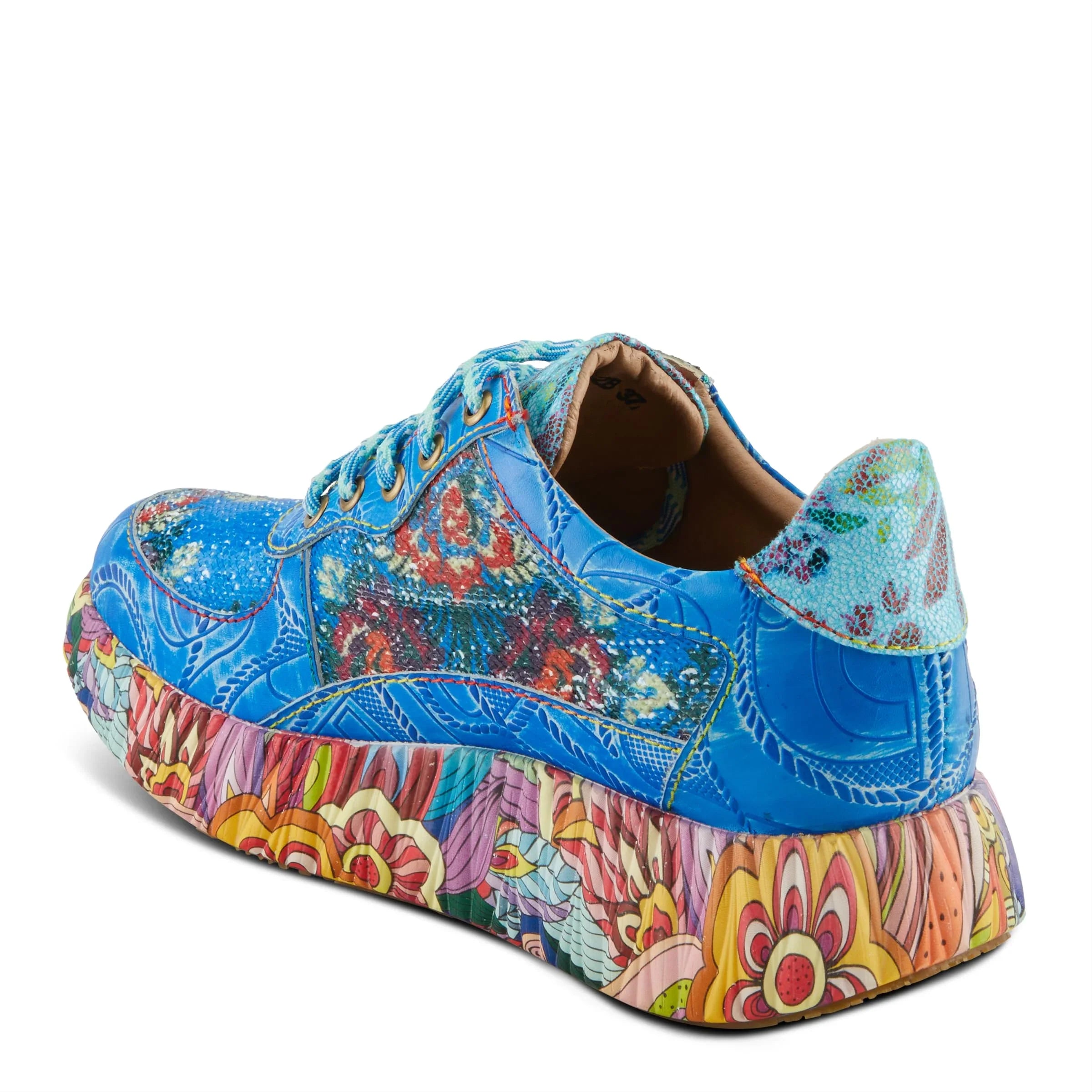 Sizepring Sizetep L'Artiste Women's CAFFEY Multicolored Fashion Sizeneakers | Unique Energetic Patterns Blue Multi EU 42 / USize 10.5-11