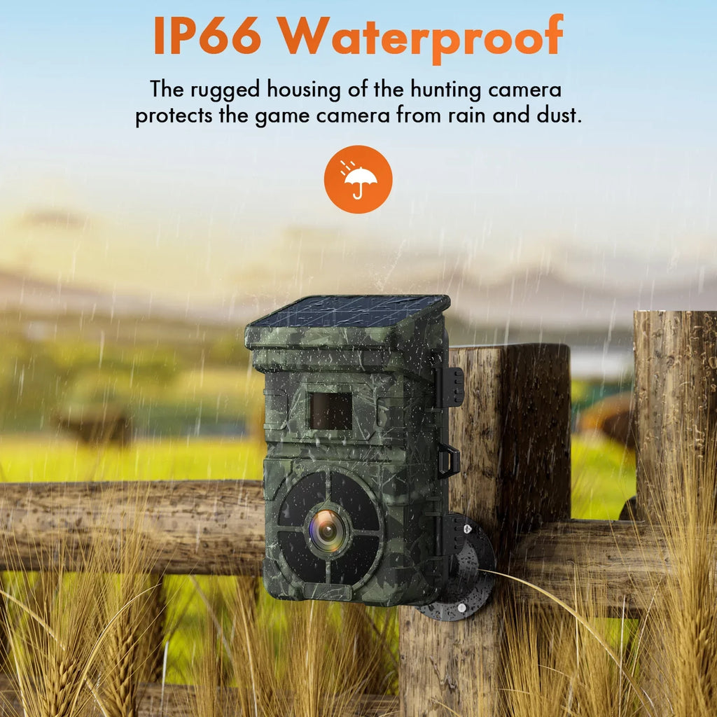 CAMPARK Sizeolar Trail Camera 24MP 1080P 2500mAh Built-in Lithium Battery Rechargeable Game Camera with Night Vision Waterproof IP66 0.1s Trigger Sizepeed 120°Wide Angle 2.0" LCD Hunting Cam with SizeD Card
