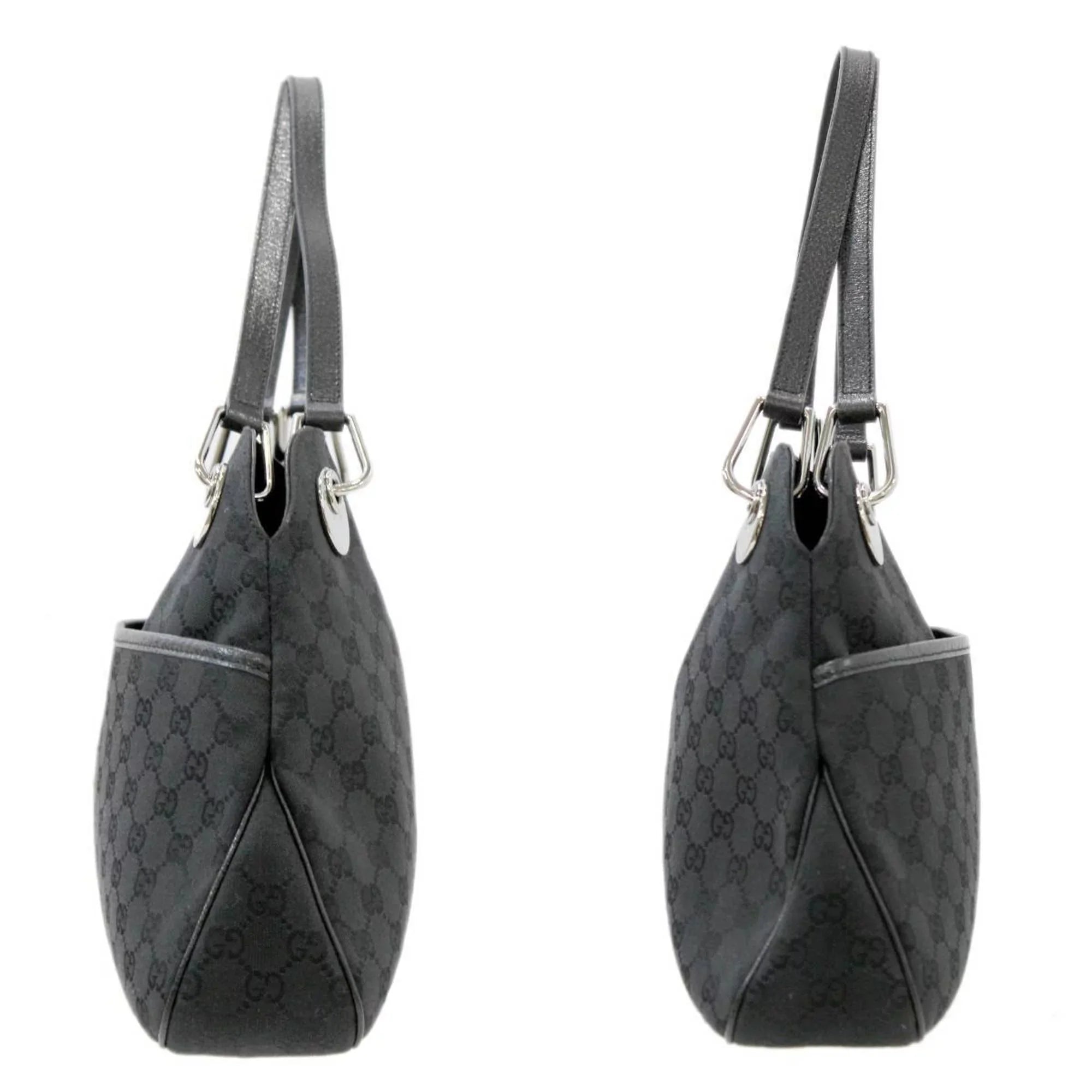 Pre-Owned GUCCI Gucci tote bag GG canvas black 121023 (Good)