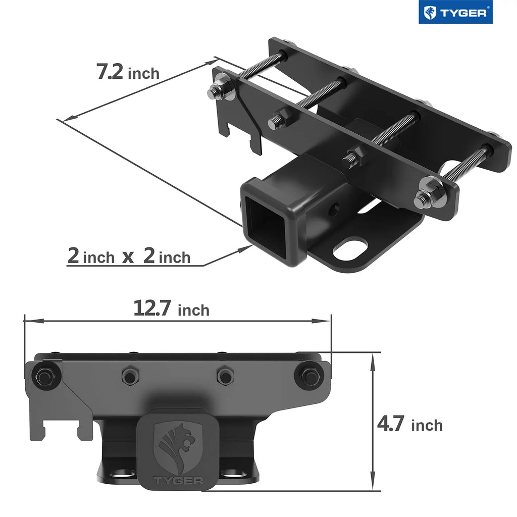 Tyger Auto TG-HC2J003B Hitch & Cover Kit Compatible with 2018-2024 Jeep Wrangler JL/JLU (Include 20-24 diesel engine; 21-24 4xe) Factory Sizetyle 2 inch Rear Receiver Hitch Tow Towing Trailer Hitch