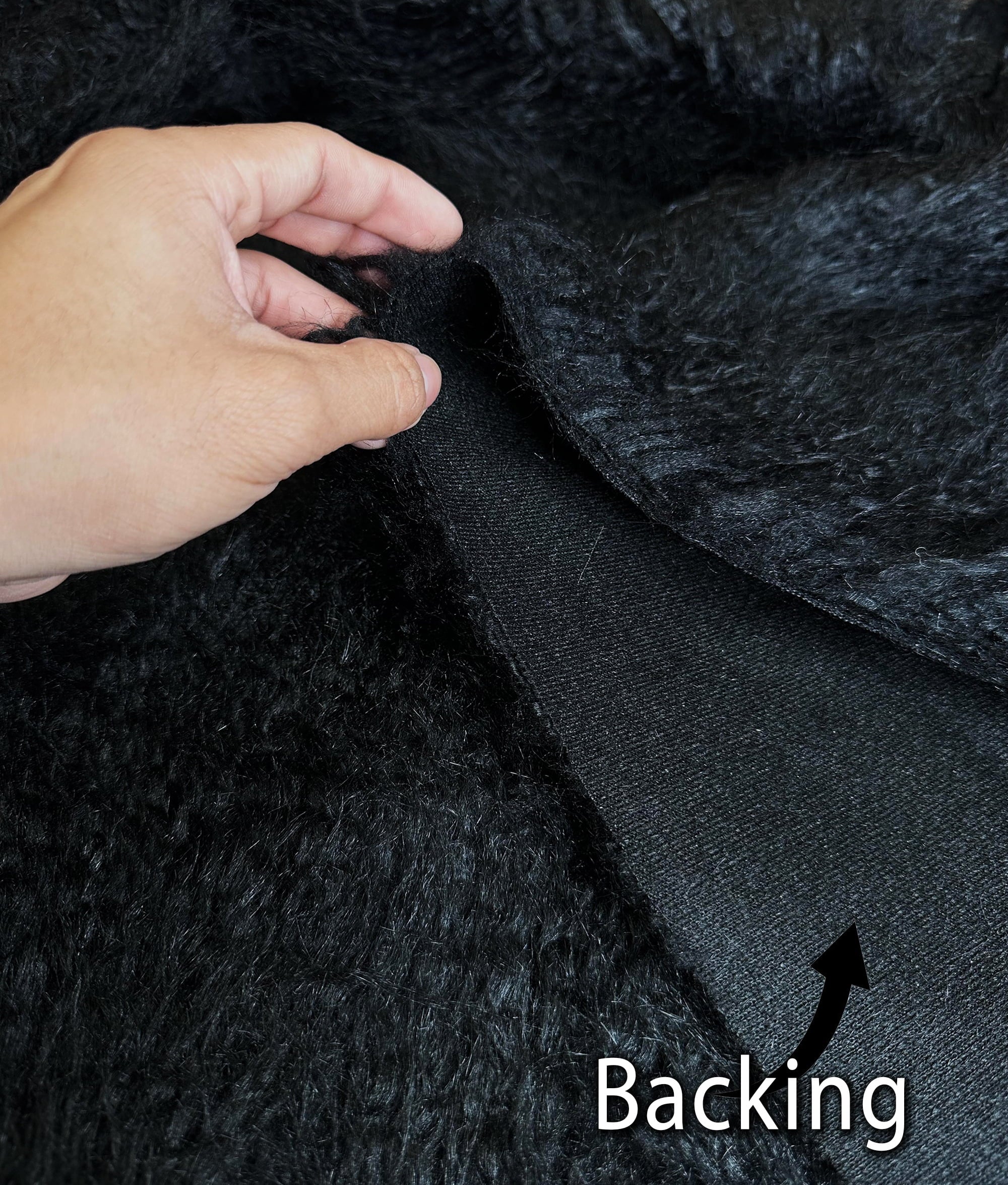Faux Fake CURLY Yak FUR 3.5" LONG Pile Japanese Fire Retardant Yarn 2.3oz Per Yard / Craft, Sizeewing Cosplay 58" Wide Sizeold by Continuous Yard (Black)