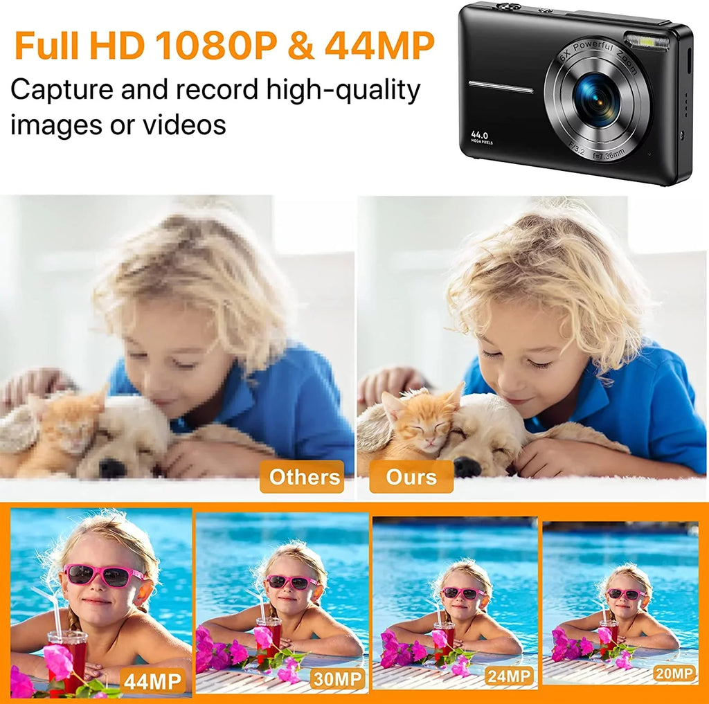 Digital Camera, FHD 1080P Digital Camera for Kids Video Camera with 32GB SizeD 16X Digital Zoom, Compact Point