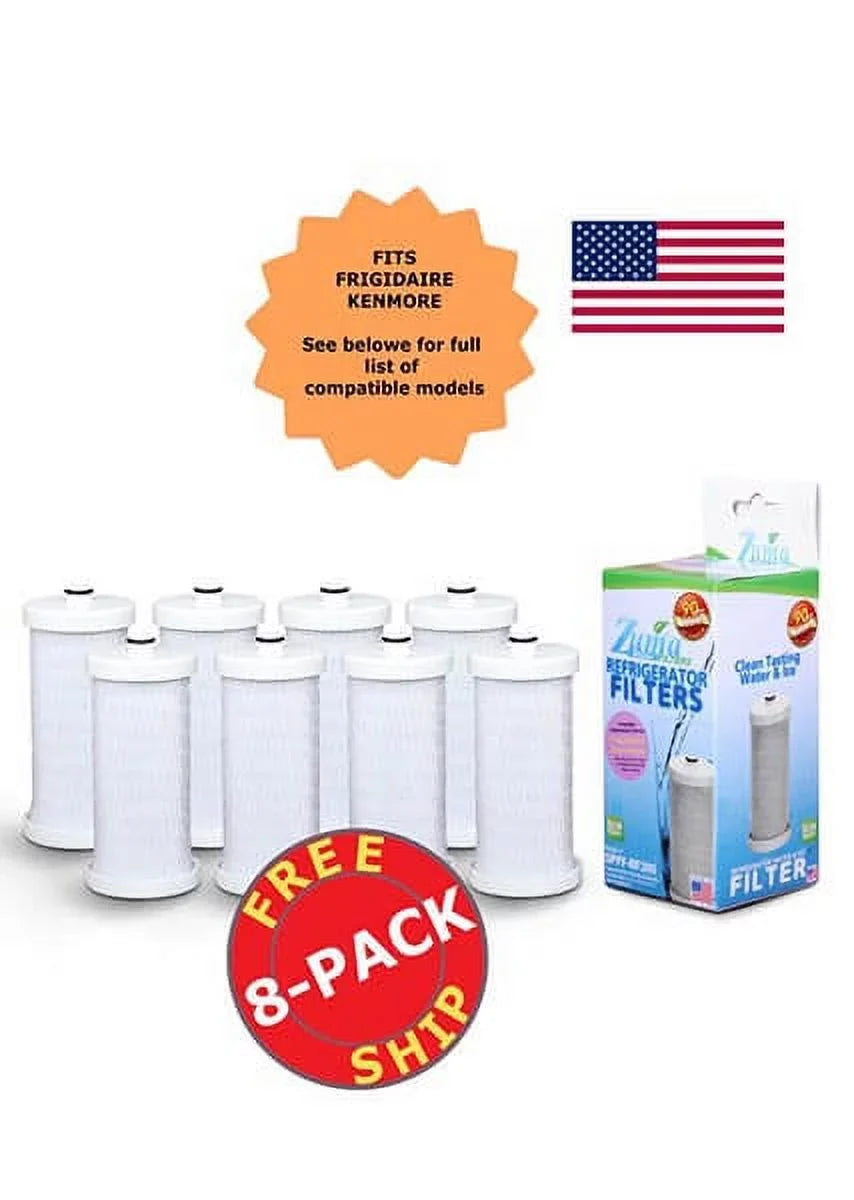 ZUMA Brand , Water and Ice Filter , Model # OPFF-RF300 , Compatible with Frigidaire® NGRG-2000 - 8 Pack - Made in U.Size.A.