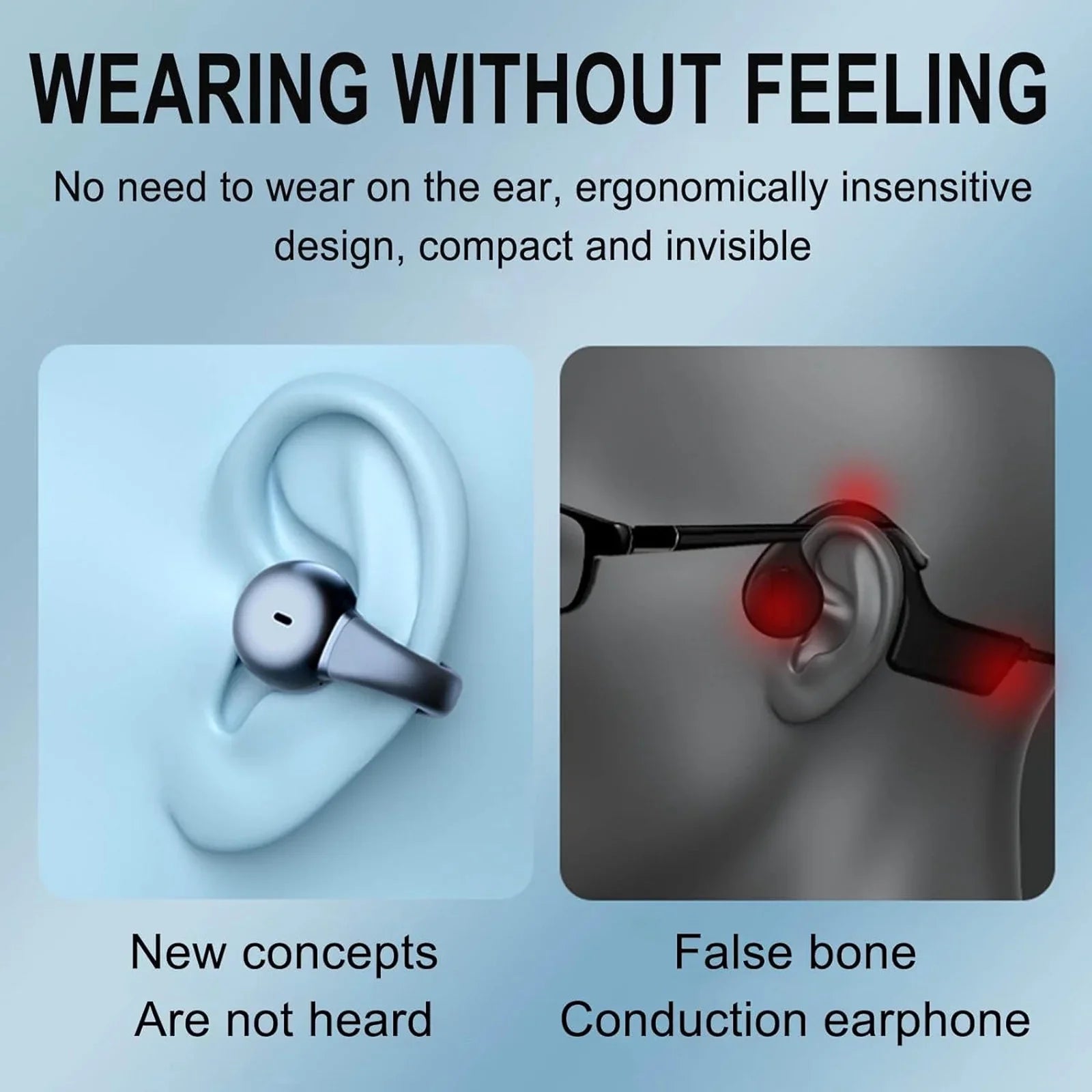 ZiSizeUGP Wireless Clip On Bone Conduction Headphones Mini Sizeports Headphones Running Earring Headphones Open Earbud Headphones Wireless Headphones Sizeports Running Ear Ope