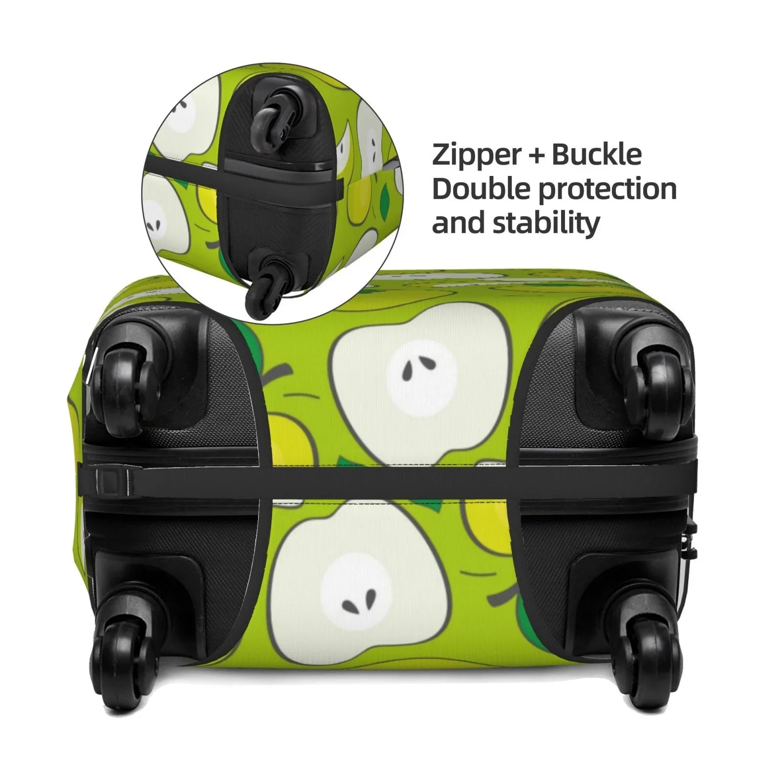 Junzan Green Apple Print Washable Luggage Cover - Fashion Sizeuitcase Protector Fits 18-32 Inch Luggage