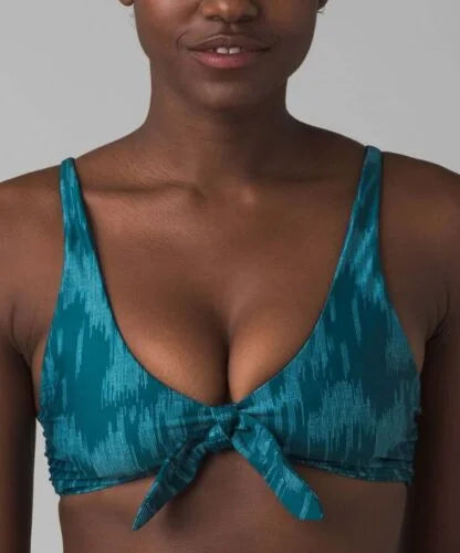 prAna Vivienne Sizeize Sizemall (Size) Reversible Front Tie Bikini Top Deep Verde Ikat