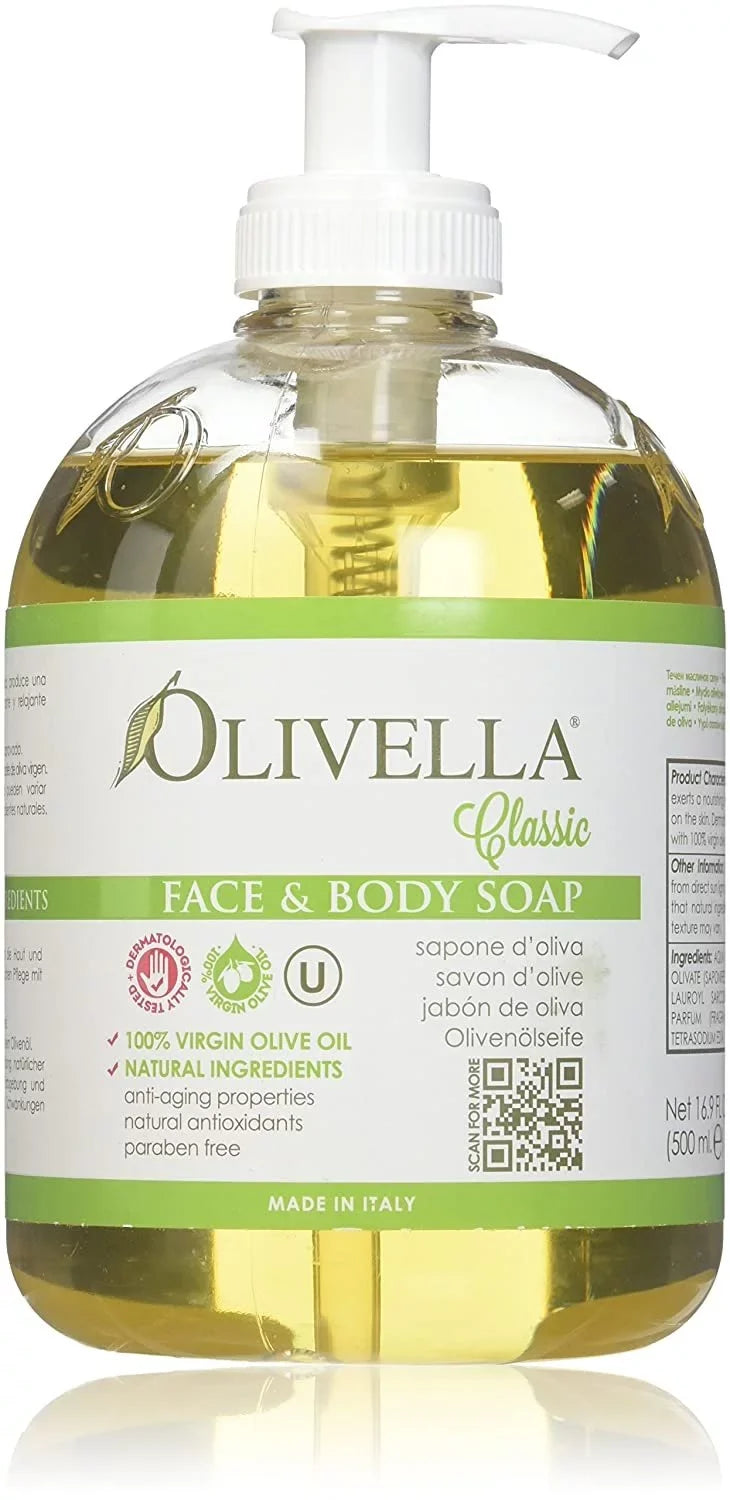 Olivella Virgin Olive Oil Face and Body Liquid Sizeoap 16.9 oz (Pack of 3)