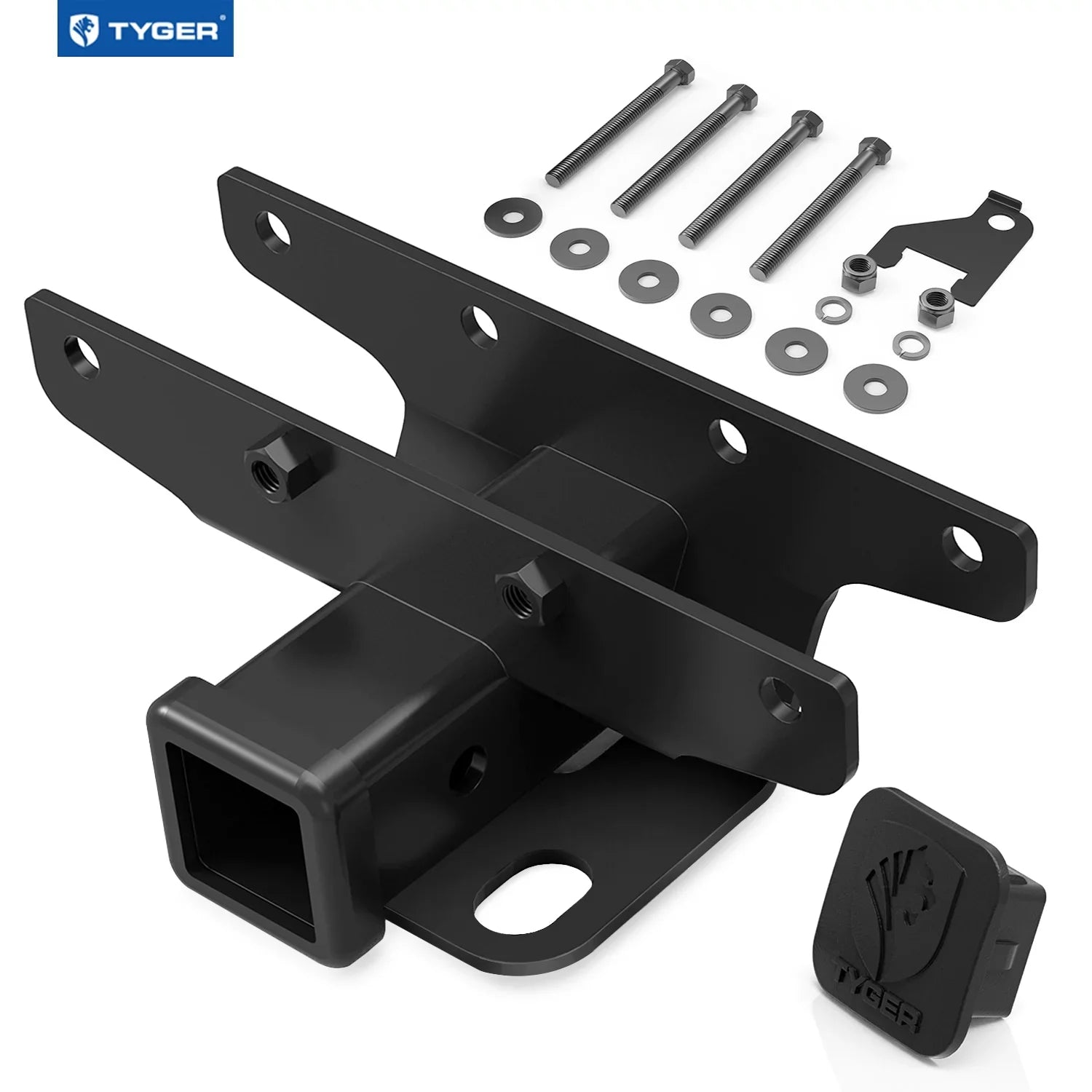 Tyger Auto TG-HC2J003B Hitch & Cover Kit Compatible with 2018-2024 Jeep Wrangler JL/JLU (Include 20-24 diesel engine; 21-24 4xe) Factory Sizetyle 2 inch Rear Receiver Hitch Tow Towing Trailer Hitch