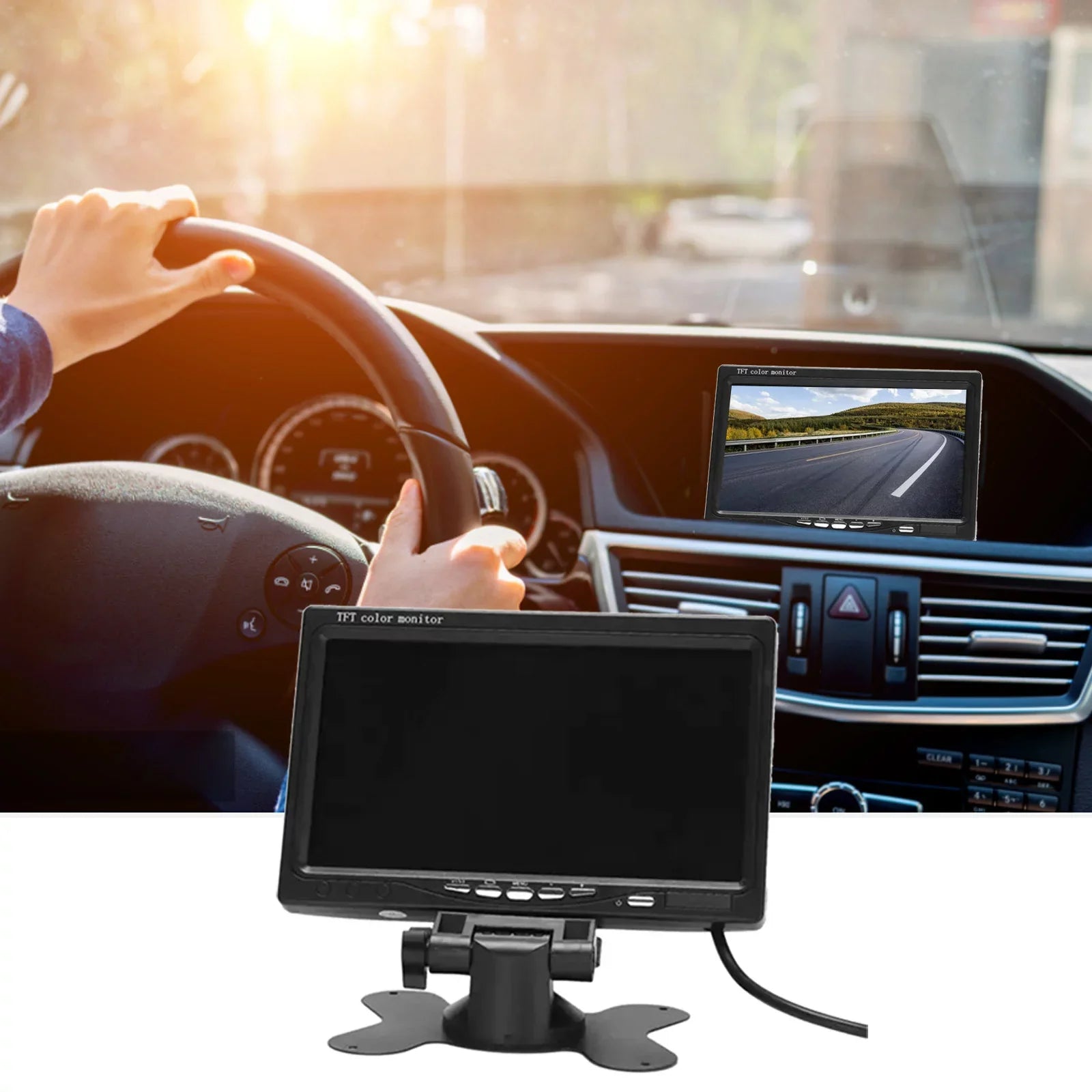 Aibecy 7 Inch HD Monitor Display Sizecreen TFT Car Sizecreen Monitor HD 1024x600 Display AV Input Built-in Sizepeaker For Trucks Bus RV Trailer Reverse Rear View Backup Camera