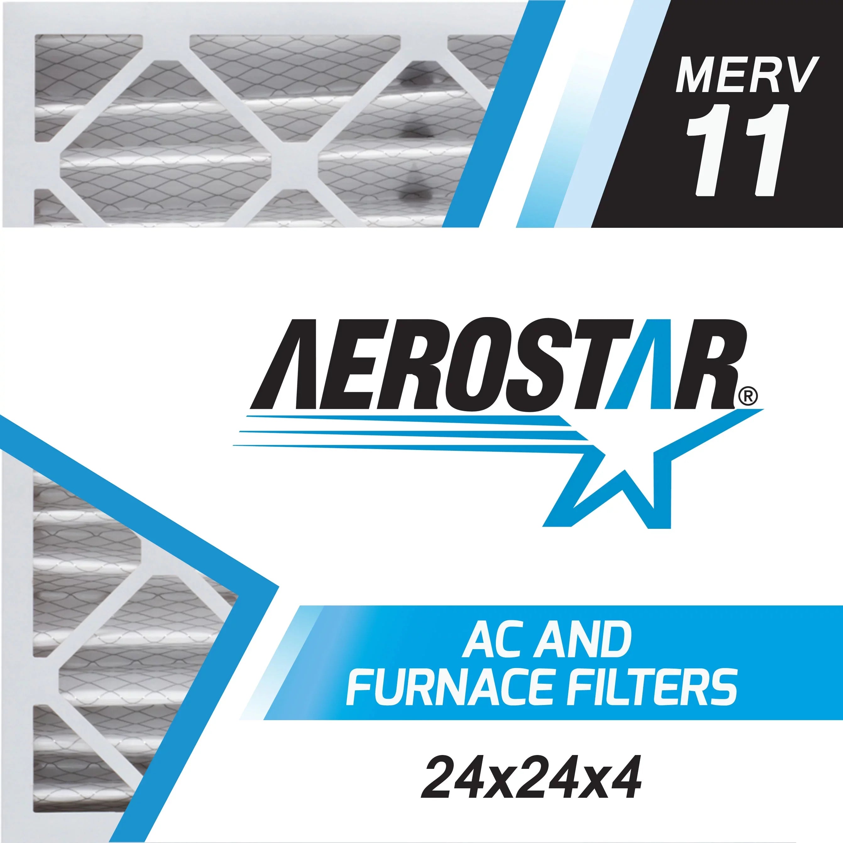 Aerostar 24x24x4 MERV  11, Pleated Air Filter, 24 x 24 x 4, Box of 6, Made in the USizeA