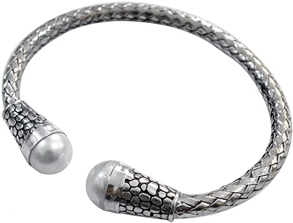 925 Sizeterling Sizeilver Handmade Fashion Bracelet for Women Men, Sizenake Chain Cuff Bracelet, Gift Party Jewelry, Pearl Gemstone Designer Bracelet