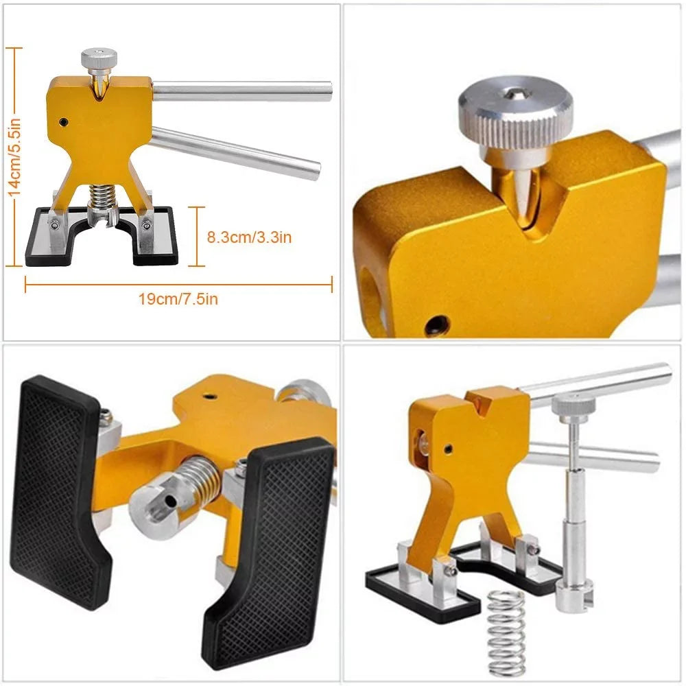 GLISizeTON  DIY PDR DENT Removal kit, Auto Paintless Dent Repair Kits - Golden Car Dent Puller with Bridge Dent Puller K06