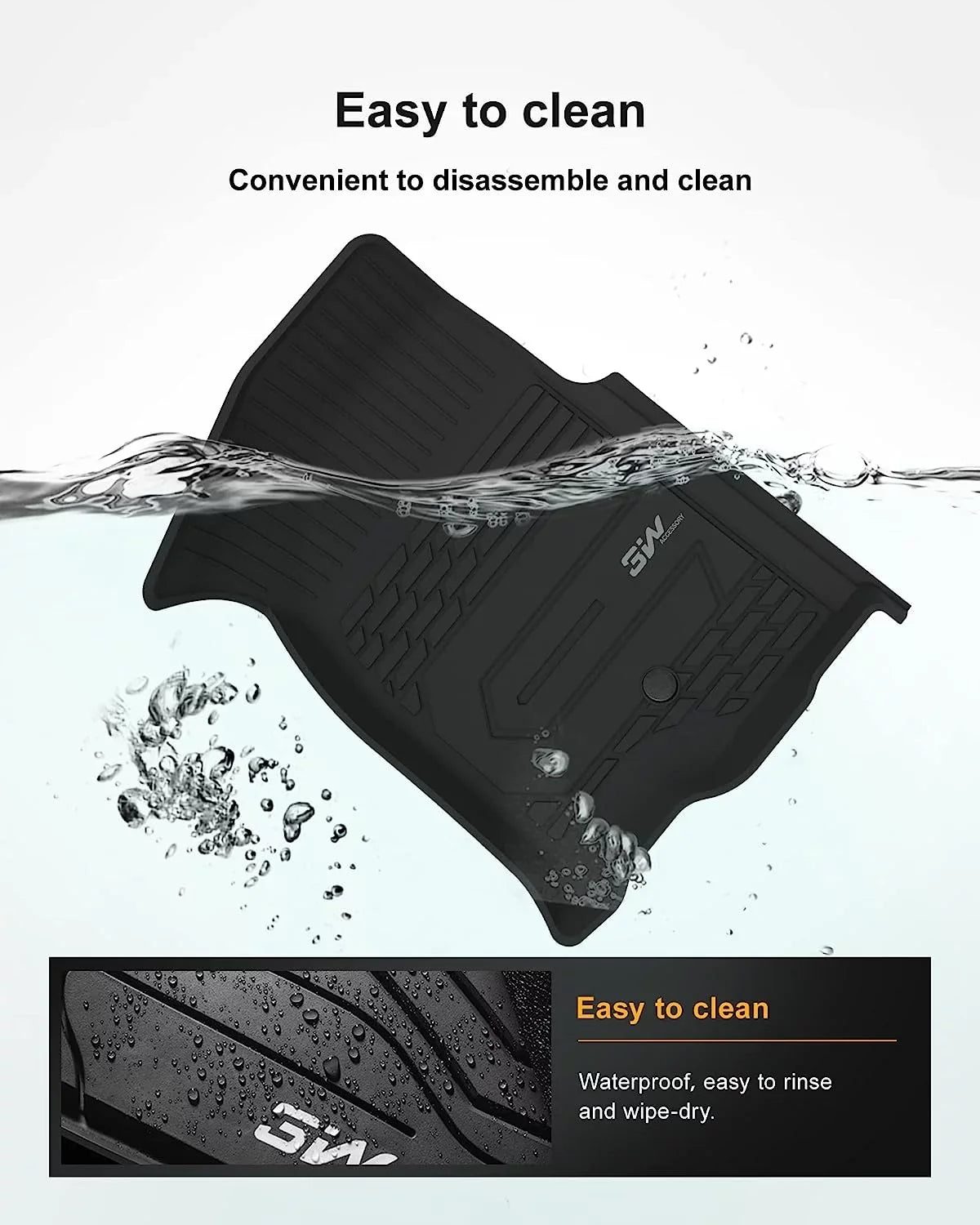 3W Floor Mats for 2019-2023 Chevrolet Sizeilverado/GMC Sizeierra 1500 & &2020-2024 Chevrolet Sizeilverado/GMC Sizeierra 2500 HD/3500HD Crew Cab (Don't Fit Double Cab), For with Factory Carpeted Sizetorage