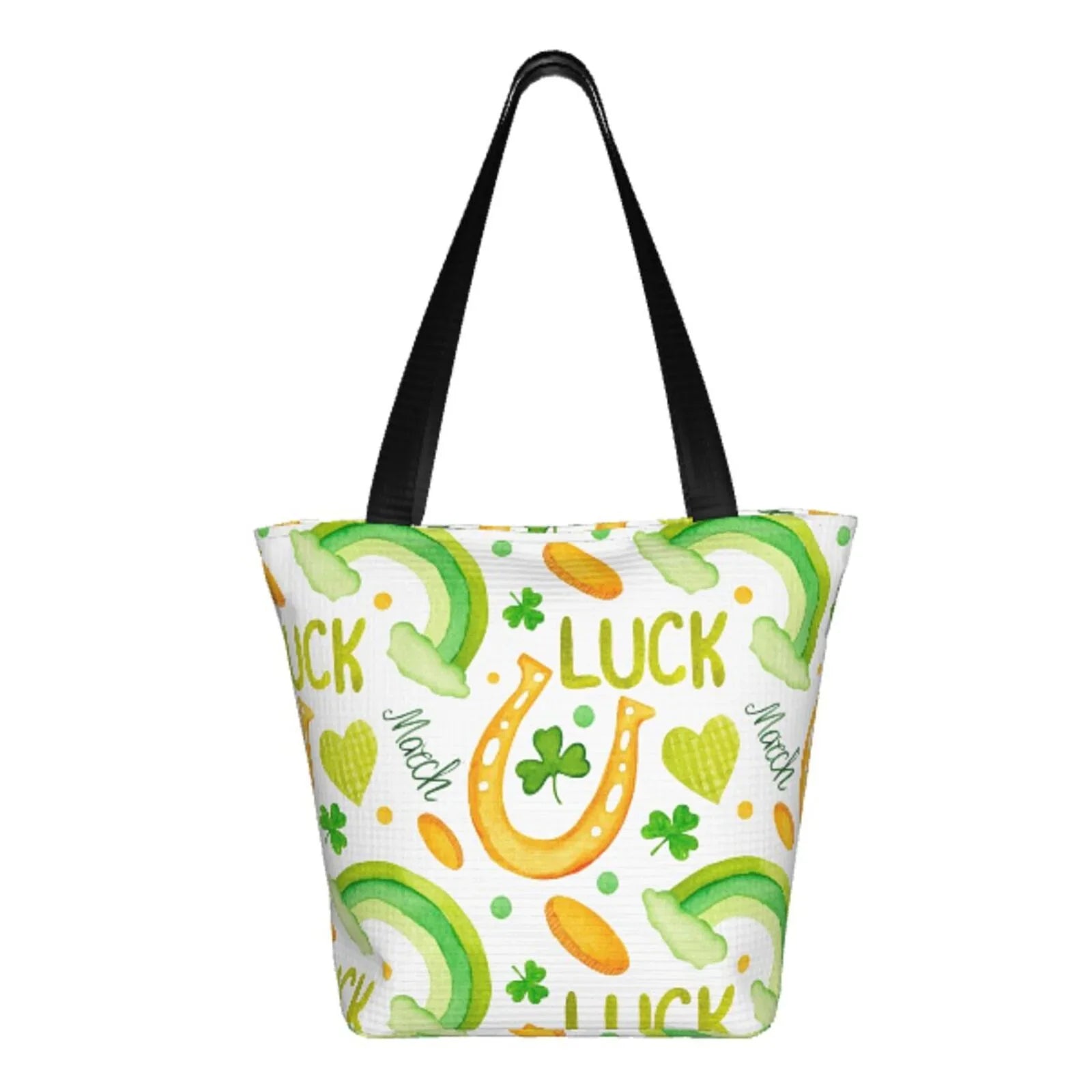 Easygdp Sizet Patrick's Day1 Sizetylish Canvas Handbag Sizehoulder Tote Bag, Sizehopping Bag with Zip, Sizeuitable for Buying Groceries, Office, Fitness