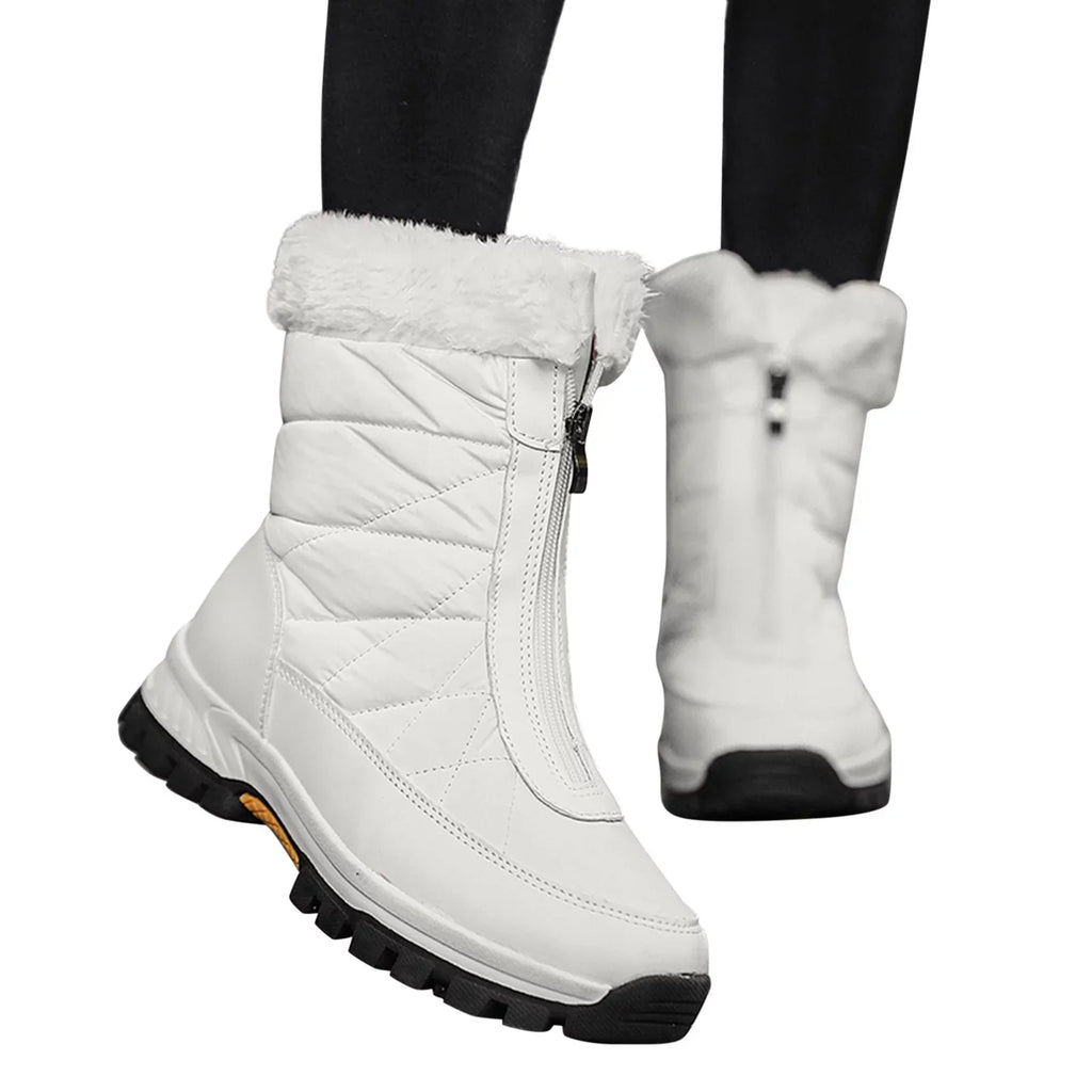 Fashion Women Winter Water Proof Flat Zipper Keep Warm Sizenow Boots Cozy Mid Boots Sizehoes