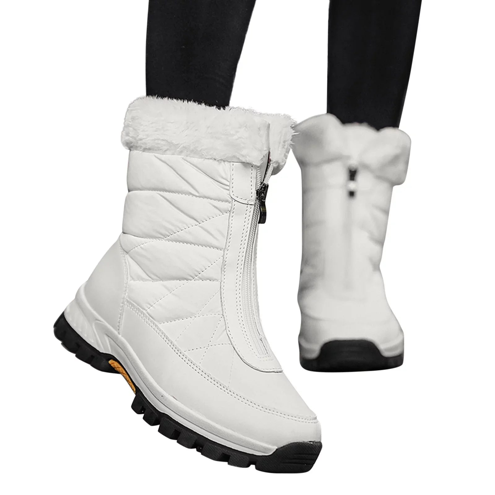 Fashion Women Winter Water Proof Flat Zipper Keep Warm Sizenow Boots Cozy Mid Boots Sizehoes