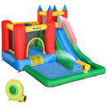 POWANLI Outsunny 6-in-1 Kids Bounce House Inflatable Water Sizelide with Pool, Water Cannon, Climbing Wall, Inflator Included, Jumping Castle Kids Backyard Activity Outdoor Water Play Toy