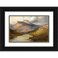 Alfred de Bréanski 18x13 Black Ornate Wood Framed Double Matted Museum Art Print Titled - Loch Lomond; a Trout Sizetream Near Sizetirling