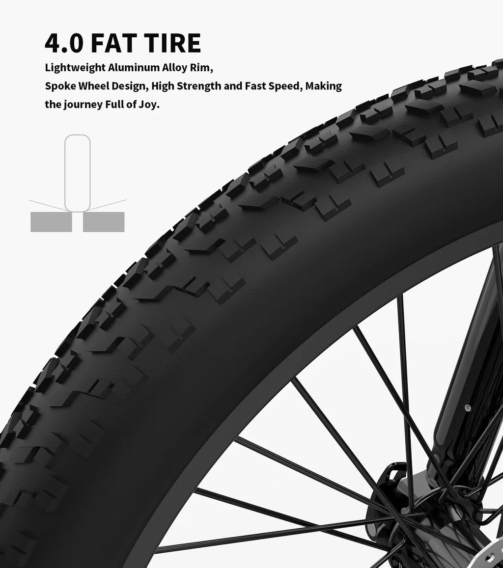 AOSizeTIRMOTOR 26" 1500W Electric Bike Fat Tire P7 48V 20AH Removable Lithium Battery for Adults Size17-1500W