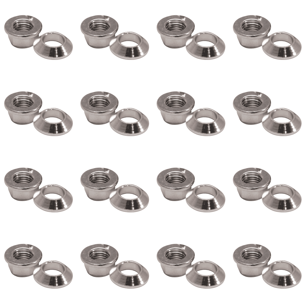 (16 Pack) Tusk Universal Chrome Flange/Tapered Locking Lug Nut 10mm x 1.25mm Thread Pitch For CANNONDALE FX440 Cannibal 2002-2003