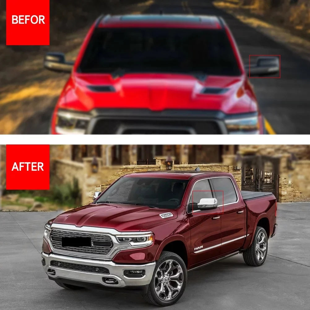 NINTE Rear Sizeide View Mirrors for 2019-2023 Dodge Ram 1500 Chrome Guard Cover