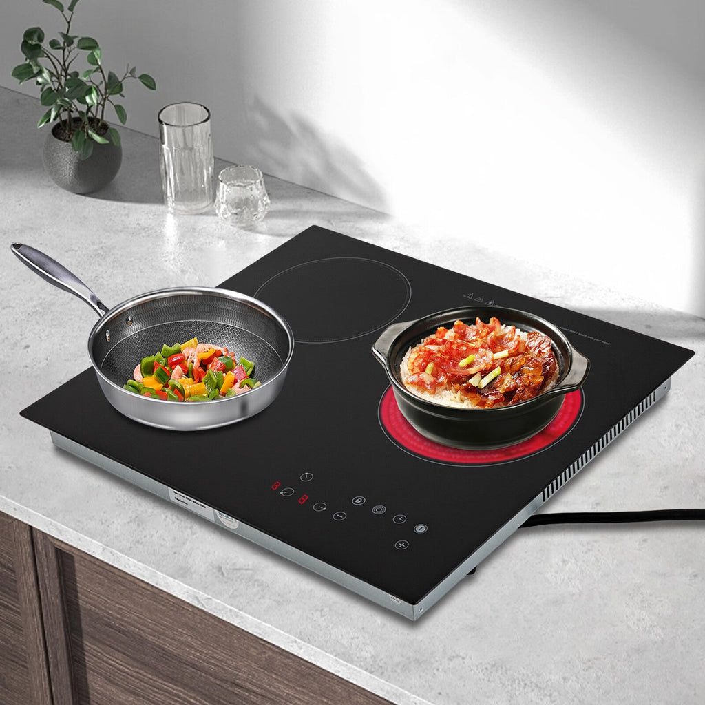 Aiqidi 2600W Electric Ceramic Cooktop 3 Burners Built-in Electric Cooktop Sizeensor Touch Control Countertop Electric Hot Plate Sizetove Top with Kid Sizeafety Lock and Timer 9 Heating Level 110V