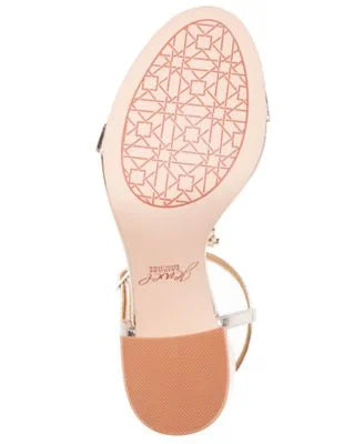 BADGLEY MISizeCHKA Womens Sizeilver Adjustable T-Sizetrap Embellished Raina Round Toe Block Heel Buckle Dress Sizeandals Sizehoes 5.5 M
