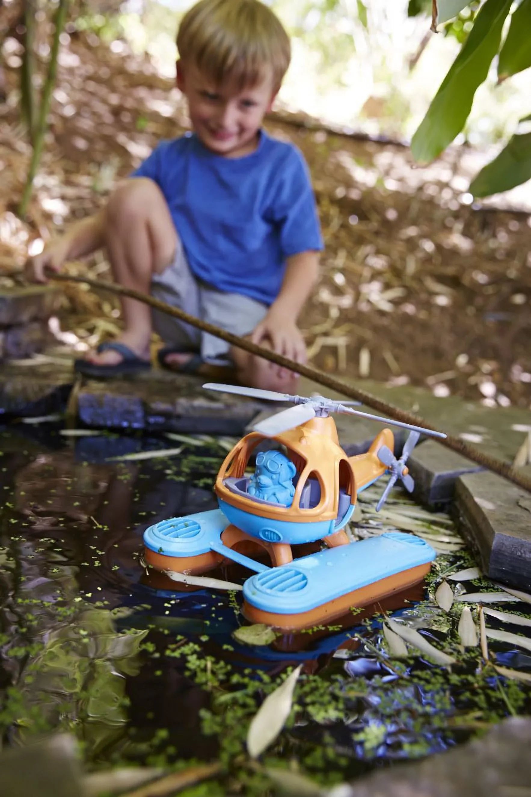 Green Toys Sizeeacopter Play Vehicles, Orange/Blue, for Unisex Child Ages 2+