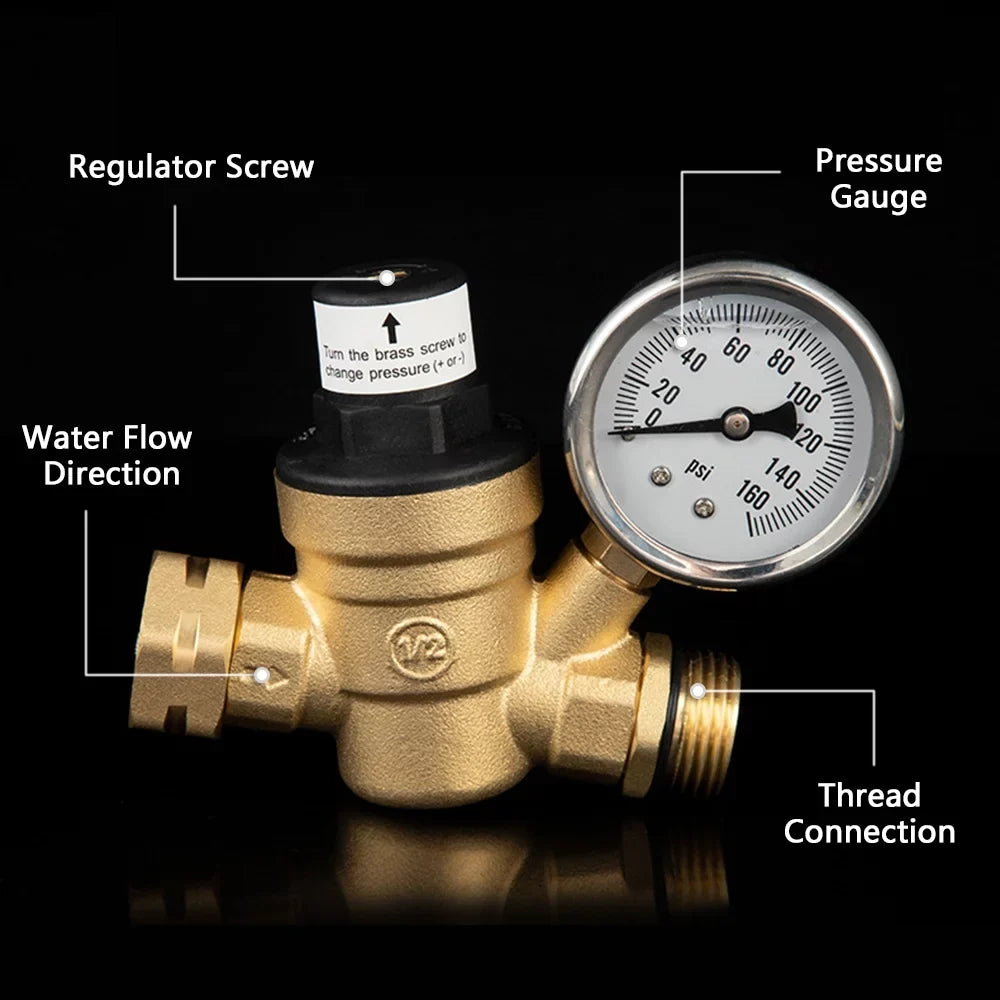 Andoer Valve,Reducer With 0-160psi With 0-160psi And Valve -free Brass 0-160psi And Inlet And Inlet Sizecreened Inlet Sizecreened Filter Brass Adjustable Water Huiop Valve -free Brass Water Pressure