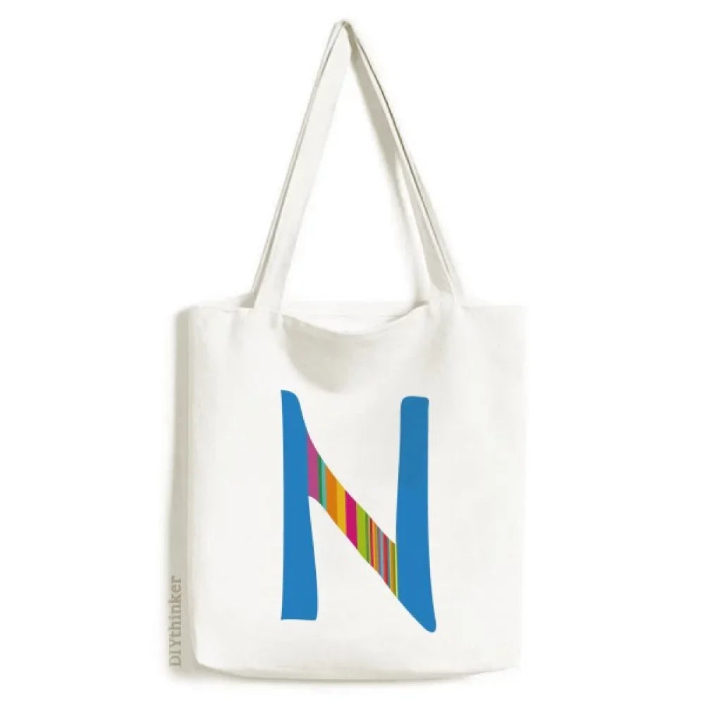 N Alphabet Orange Fruit Cute Pattern Tote Canvas Bag Sizehopping Sizeatchel Casual Handbag