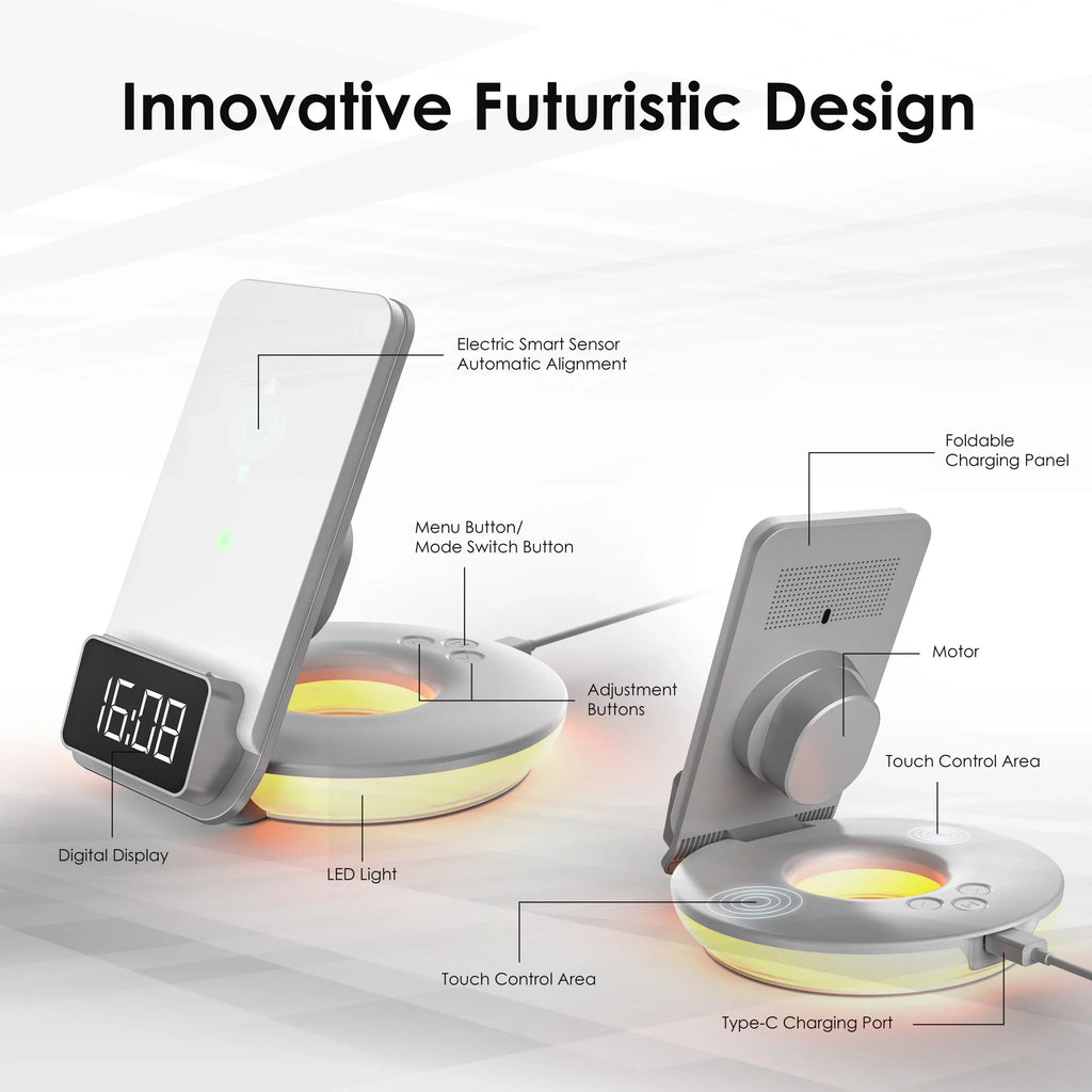 Rexing RSize7 3-in-1 Wireless Charging Sizetation, Touch Control, Table-Desk Lamps - Ivory