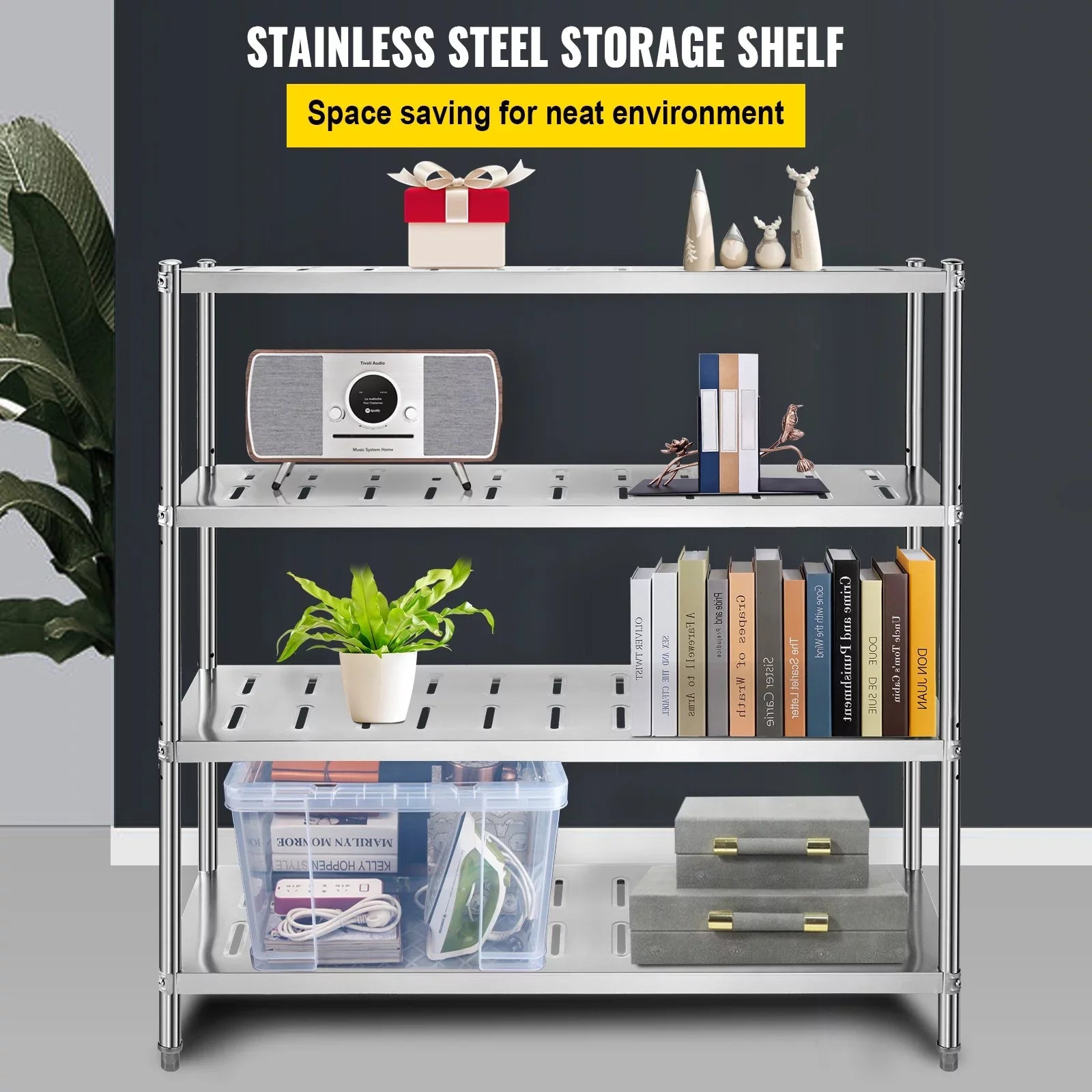 BENTISizeM Garage Sizehelf Heavy Duty Sizehelving 4-Tier 59.1x17.7x61in Sizetainless Sizeteel