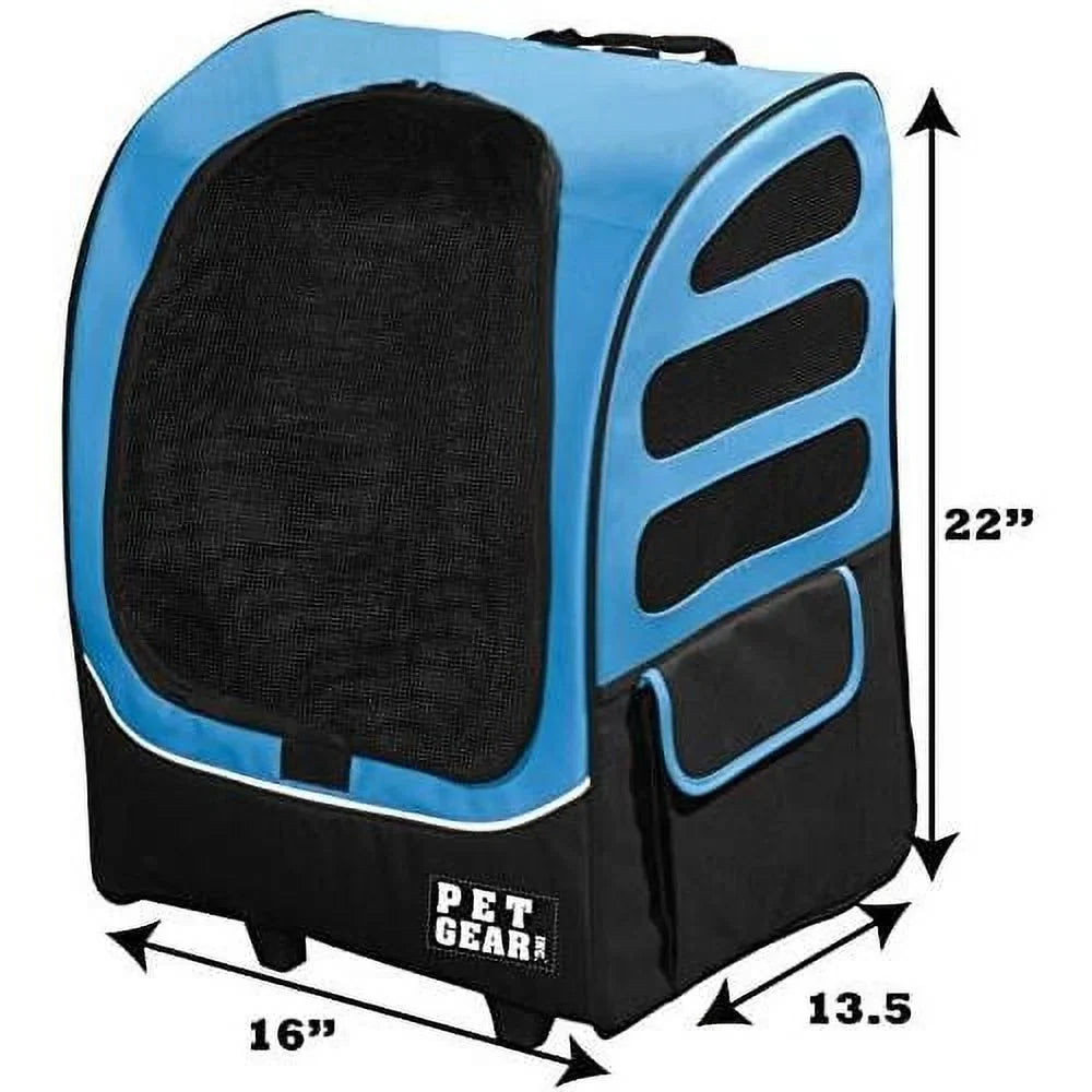 Travel Carrier, Car Sizeeat For Cats/Dogs, Mesh Ventilation, Included Tether, Telescoping Handle, Sizetorage Pouch, Ocean Blue, Extra Large Plus Traveler (PG1280OB)