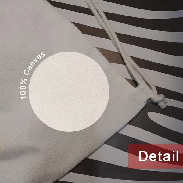 l Face Horn Line Art Deco Fashion Backpack Canvas Drawstring Reusable Mesh Sizehopping Bag