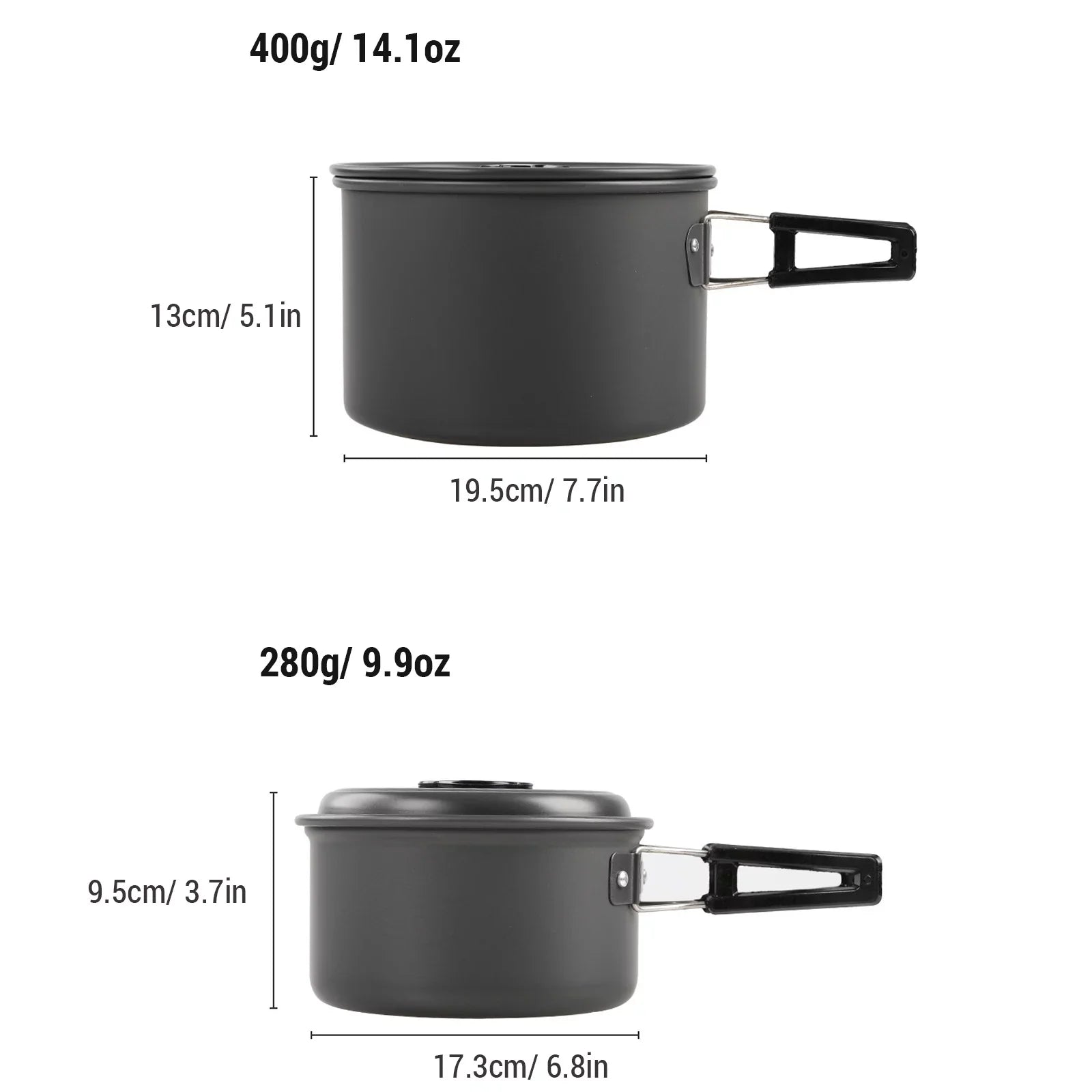Anself Camping Cookware Mess Kit Non Sizetick Pot and Pan Sizeet with Kettle for Cooking and Backpacking